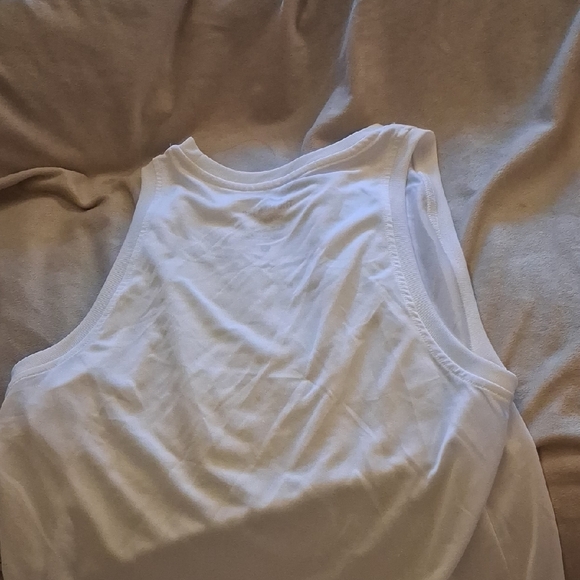 Nike White Sleeveless Top with Black Swoosh - Picture 3 of 4